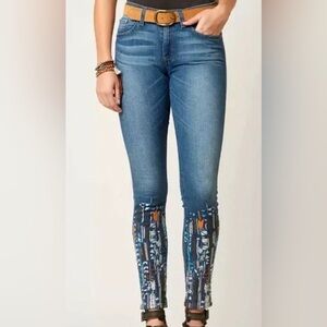 Miss Me Vintage Boho Embroidered Jeans Womens 28 Mid Rise Skinny Aztec